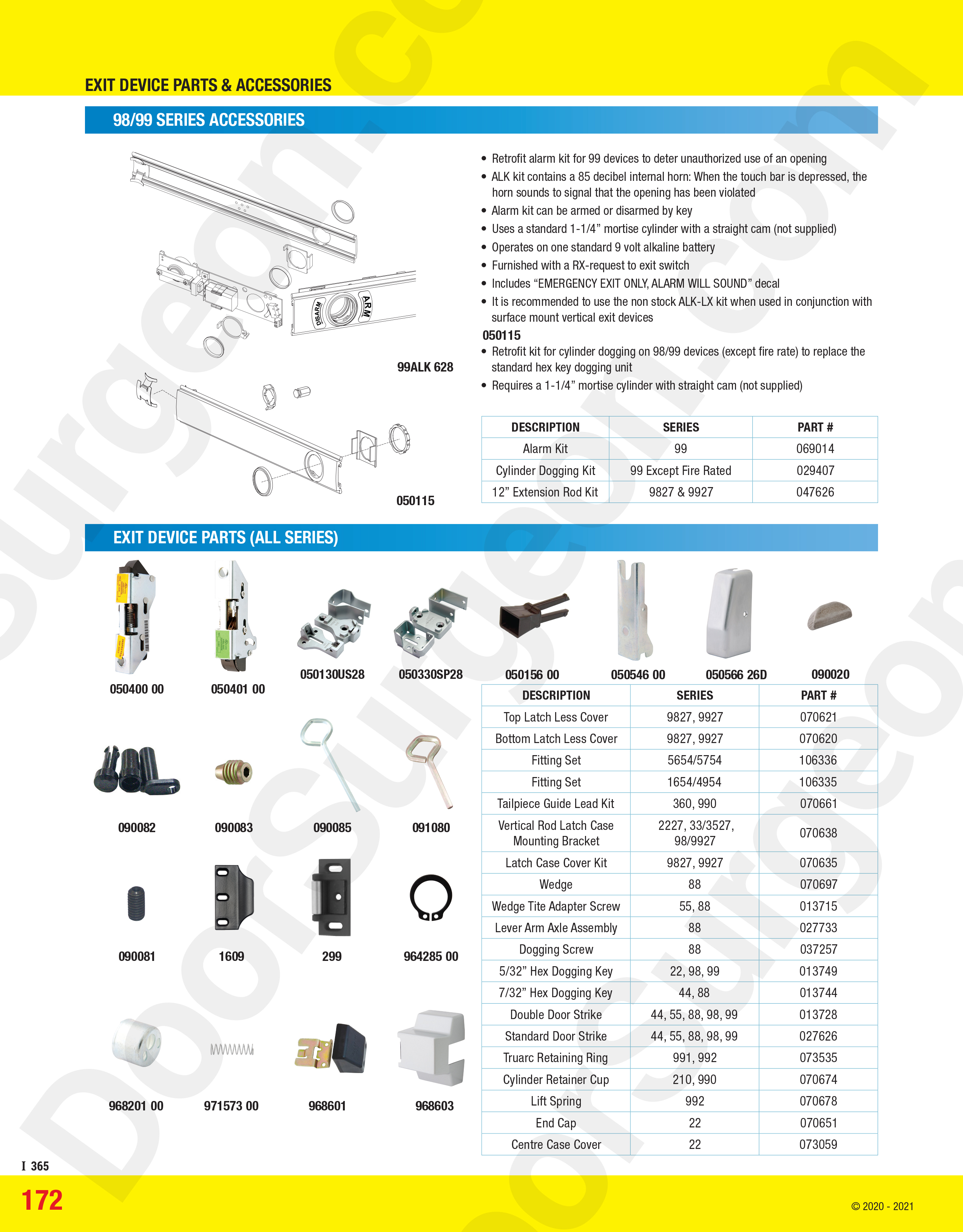 Von Duprin panic bar exit device parts and accessories at Door Surgeon sales and service shop.